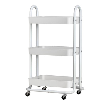 White Smoke Artiss Storage Trolley Kitchen Cart 3 Tiers Rack Shelf Organiser Wheels White Furniture > Dining > Kitchen & Dining Trolleys