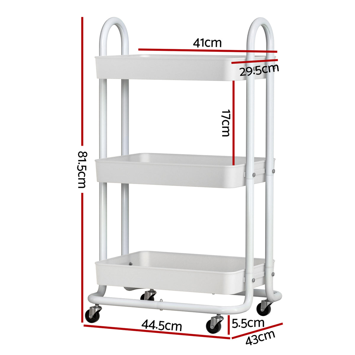White Smoke Artiss Storage Trolley Kitchen Cart 3 Tiers Rack Shelf Organiser Wheels White Furniture > Dining > Kitchen & Dining Trolleys