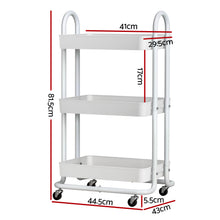 White Smoke Artiss Storage Trolley Kitchen Cart 3 Tiers Rack Shelf Organiser Wheels White Furniture > Dining > Kitchen & Dining Trolleys