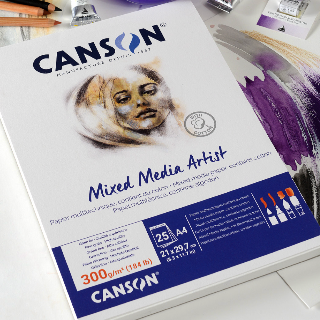 Light Gray Canson Artist 300 Pad Mixed Media Fine Grain Paper A4 Pads