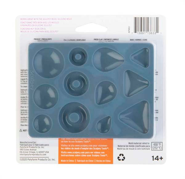 Slate Gray Sculpey Bakeable Flexible Push Mold, Cabochon Shapes Resin Moulds
