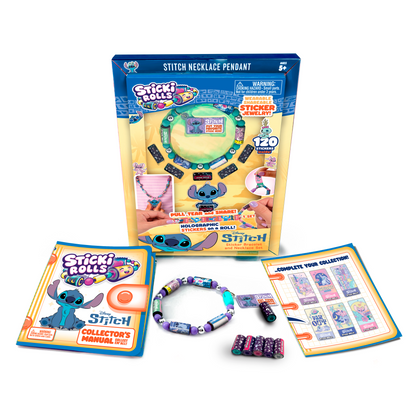 Stitch pendant necklace and bracelet kit with sticker rolls and 120 stickers