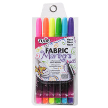 White Smoke Tulip Fine Tip Fabric Markers, Neon Colours, 6Pk Paint Markers