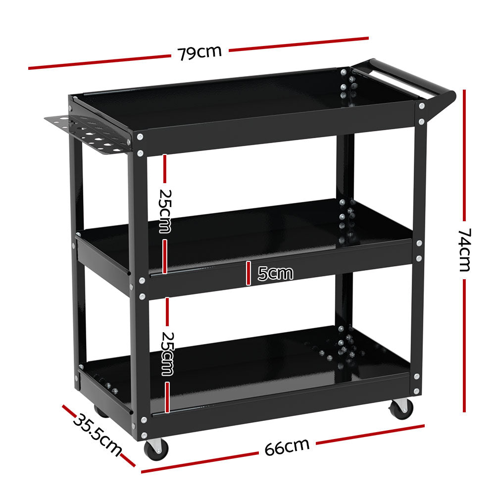 White Smoke Giantz 3-Tier Tool Cart Trolley Workshop Garage Storage Organizer Black Sports & Fitness > Bikes & Accessories > Bicycle Stands & Storage