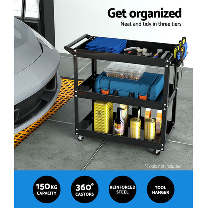 White Smoke Giantz 3-Tier Tool Cart Trolley Workshop Garage Storage Organizer Black Sports & Fitness > Bikes & Accessories > Bicycle Stands & Storage