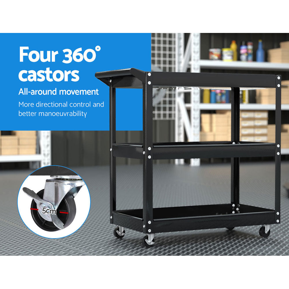 Light Slate Gray Giantz 3-Tier Tool Cart Trolley Workshop Garage Storage Organizer Black Sports & Fitness > Bikes & Accessories > Bicycle Stands & Storage