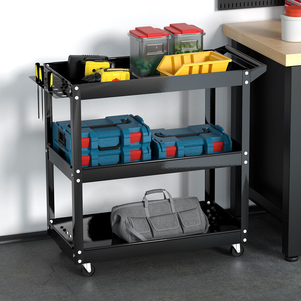 White Smoke Giantz 3-Tier Tool Cart Trolley Workshop Garage Storage Organizer Black Sports & Fitness > Bikes & Accessories > Bicycle Stands & Storage