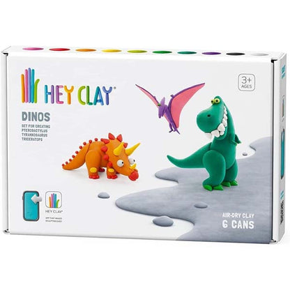 White Smoke Hey Clay Dinosaurs Medium Set (6 Cans) Playdoh & Moulding