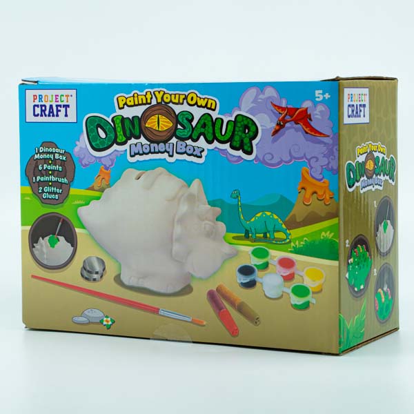 Dim Gray Project Craft Paint Your Own Dinosaur Money Box Kids Activities