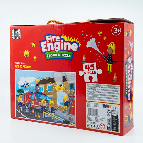 Dark Red Games Hub Fire Engine Floor Puzzle, 45pcs Kids Activities