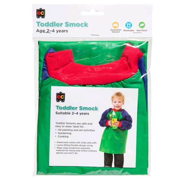 White Smoke Educational Colours Toddler Long Sleeved Smock, Ages 2-4 Classroom Supplies