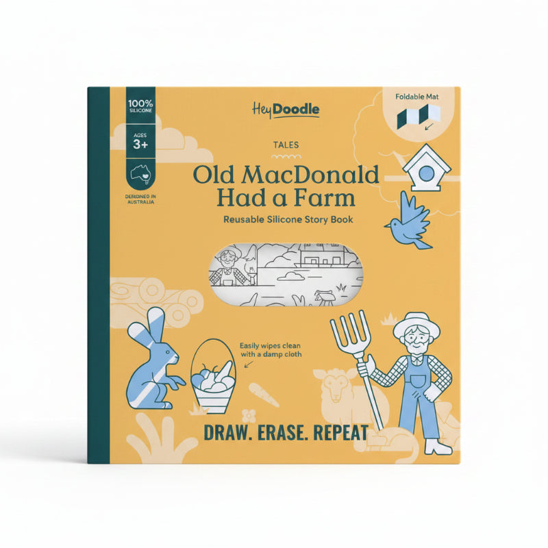 Sandy Brown HeyDoodle Old MacDonald Had a Farm Tales - Reusable Colouring Book Kids Colouring Books