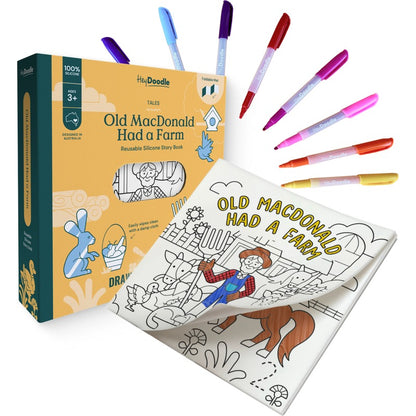 White Smoke HeyDoodle Old MacDonald Had a Farm Tales - Reusable Colouring Book Kids Colouring Books
