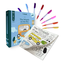 Black HeyDoodle Wheels On The Bus Tales - Reusable Colouring Book Kids Colouring Books