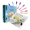 Black HeyDoodle Wheels On The Bus Tales - Reusable Colouring Book Kids Colouring Books