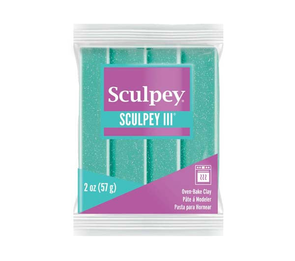 Medium Aquamarine Sculpey III Modelling Clay, 57g, Turquoise Glitter Modelling Clay