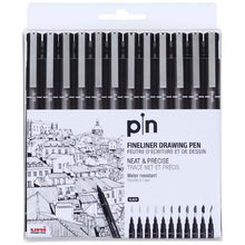 Lavender UNI PIN Fineliner, Assorted Nib Sizes, Black Ink, Pk12 Pens and Markers