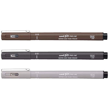 White Smoke UNI PIN Fineliner, 0.5mm, Assorted Colours, Pk3 Pens and Markers
