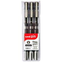 Light Gray UNI PIN Fineliner, 0.03mm, Black Ink, Pk3 Pens and Markers