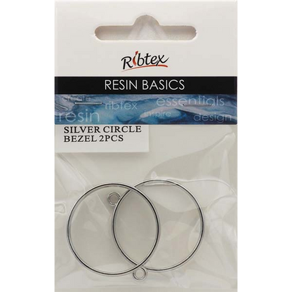 Gray UV Resin Bezel, Silver Circle Frame, 2pcs Resin Moulds