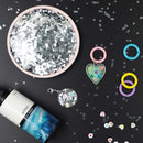 Dark Slate Gray UV Resin Bezel, Silver Circle Frame, 2pcs Resin Moulds