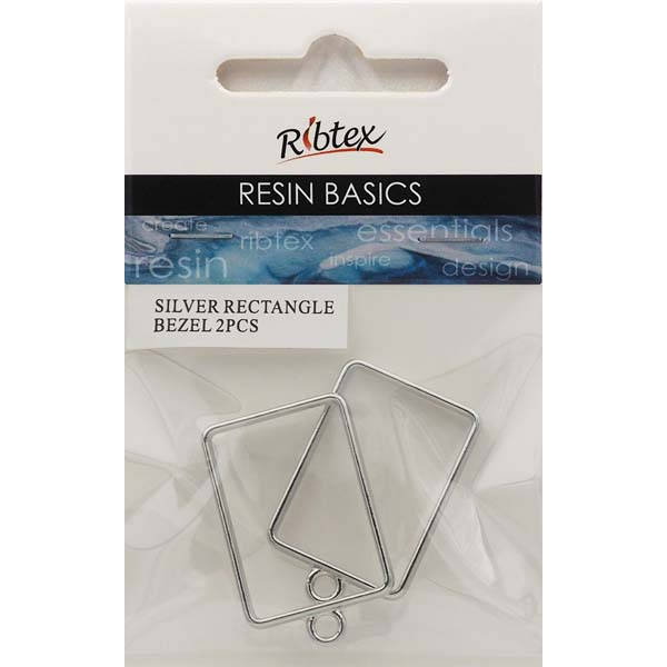 Gray UV Resin Bezel, Silver Rectangle Frame, 2pcs Resin Moulds