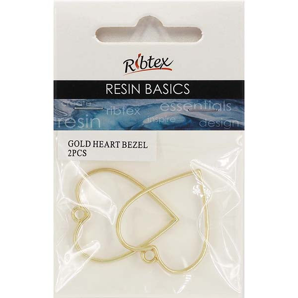 Antique White UV Resin Bezel, Gold Heart, 2pc Resin Moulds
