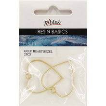 Antique White UV Resin Bezel, Gold Heart, 2pc Resin Moulds