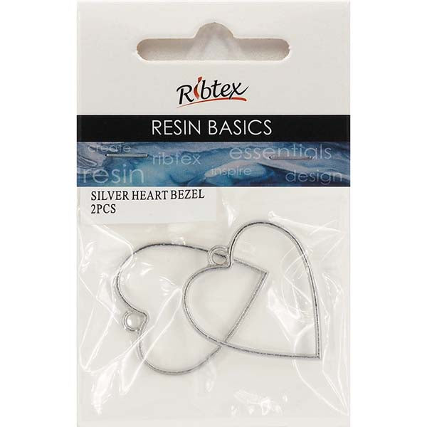 Antique White UV Resin Bezel, Silver Heart, 2pc Resin Moulds