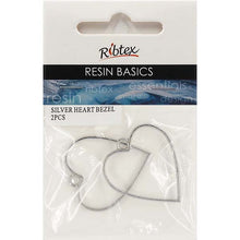 Antique White UV Resin Bezel, Silver Heart, 2pc Resin Moulds