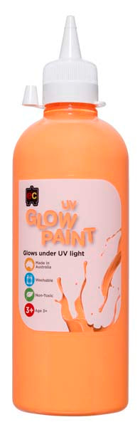 White Smoke EC UV Glow Paint 500 ml - Orange Kids Paints