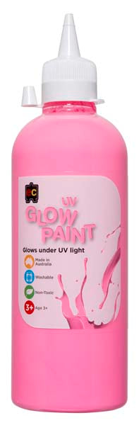 White Smoke EC UV Glow Paint 500 ml - Pink Kids Paints