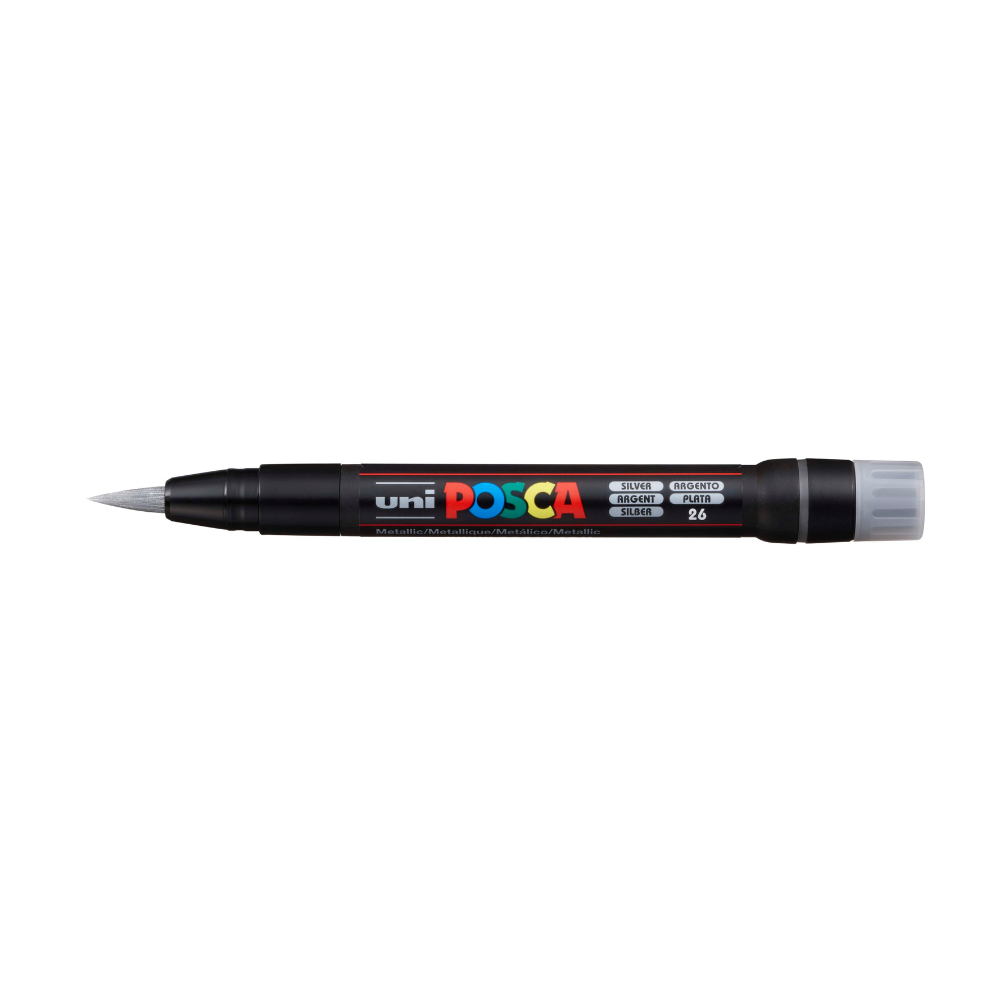 Gray Posca PCF 350 Flexible Brush Tip Paint Marker, Silver Paint Markers