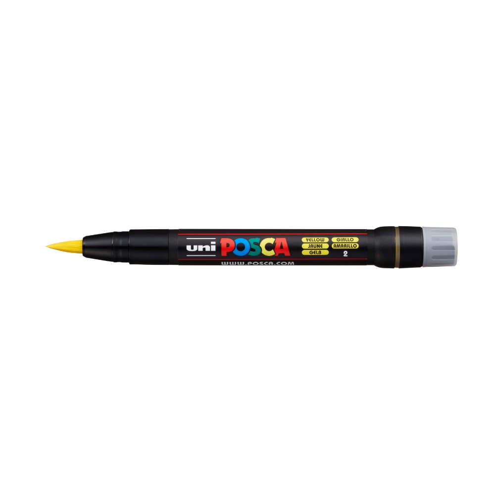 Gray Posca PCF 350 Flexible Brush Tip Paint Marker, Yellow Paint Markers