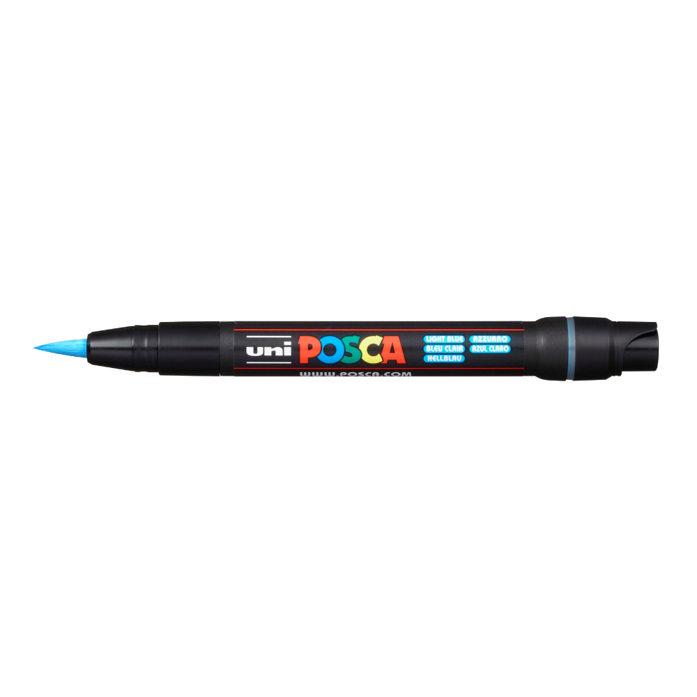 Gray Posca PCF 350 Flexible Brush Tip Paint Marker, Light Blue Paint Markers
