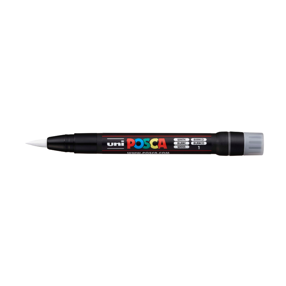 White Smoke Posca PCF 350 Flexible Brush Tip Paint Marker, White Paint Markers