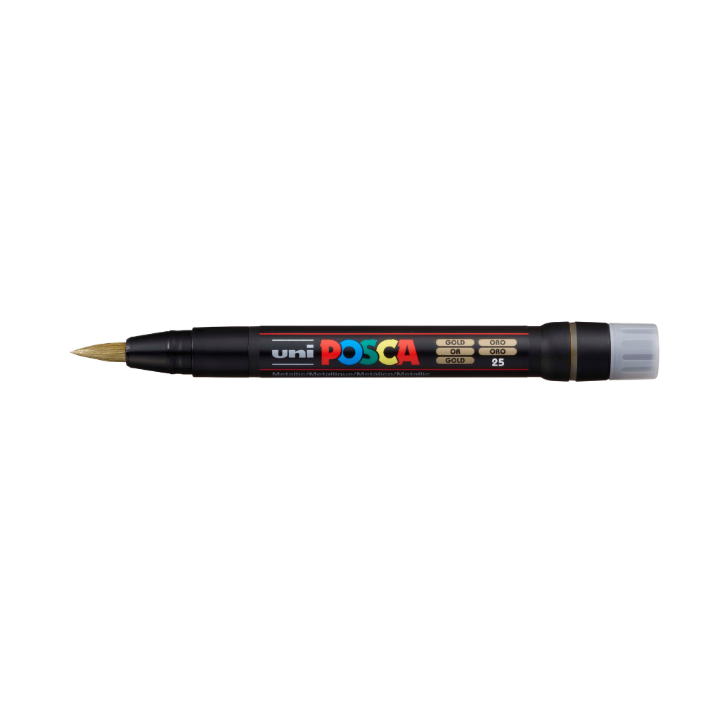 Gray Posca PCF 350 Flexible Brush Tip Paint Marker, Gold Paint Markers