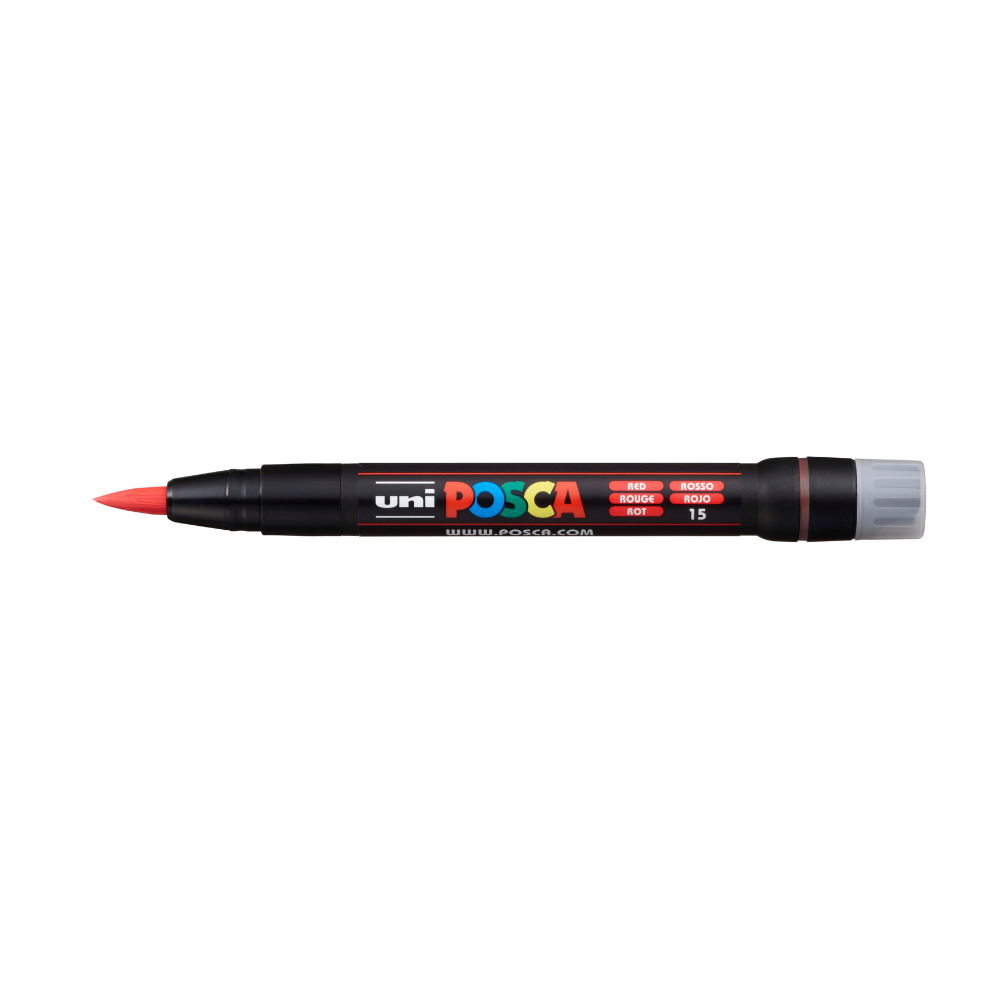 White Smoke Posca PCF 350 Flexible Brush Tip Paint Marker, Red Paint Markers