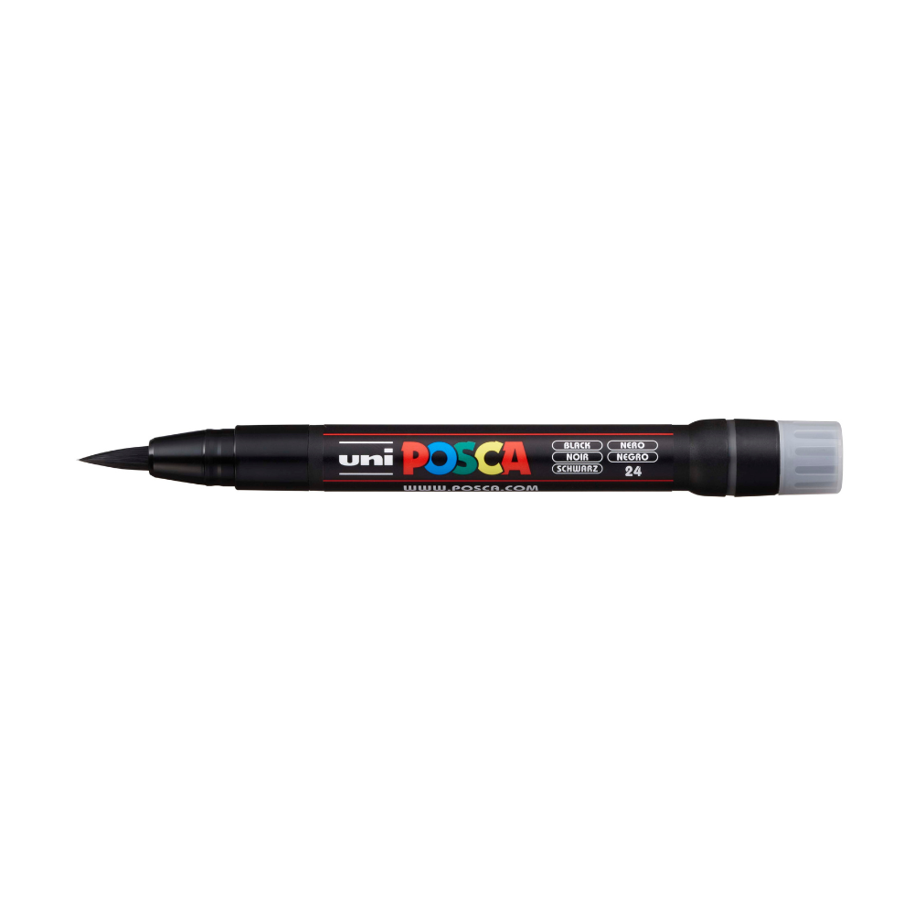 Gray Posca PCF 350 Flexible Brush Tip Paint Marker, Black Paint Markers