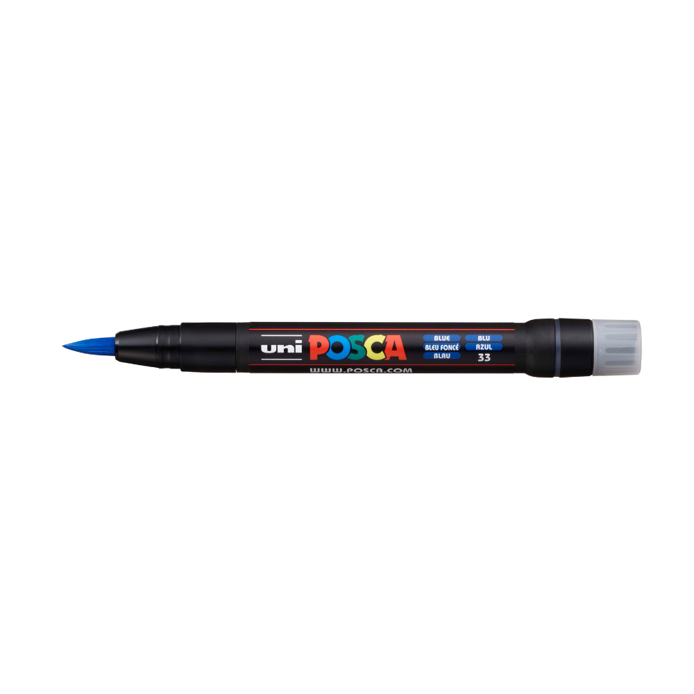 Black Posca PCF 350 Flexible Brush Tip Paint Marker, Blue Paint Markers
