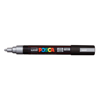 Black Posca PC-5M Medium Bullet Tip Paint Marker, Silver Paint Markers
