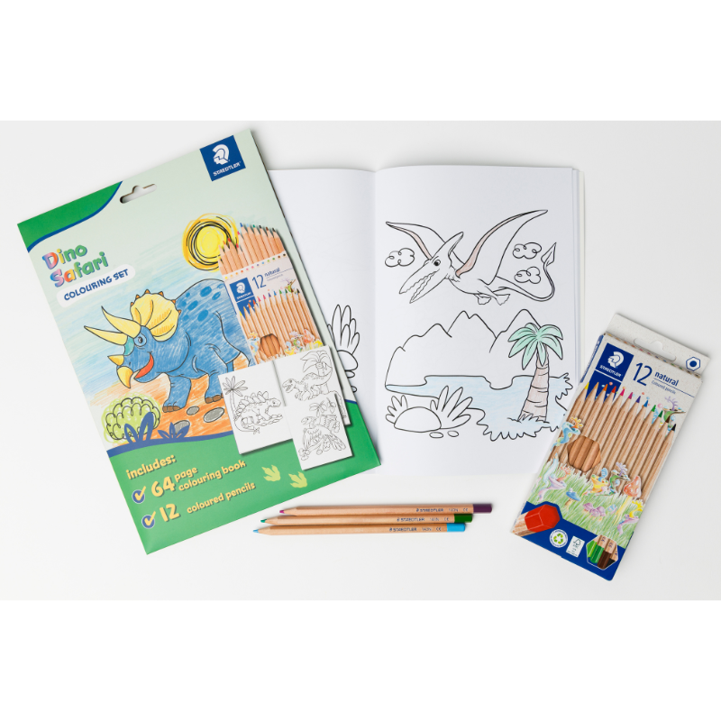 Lavender Staedtler Dino Safari Colouring Book with Pencils Kids Colouring Books
