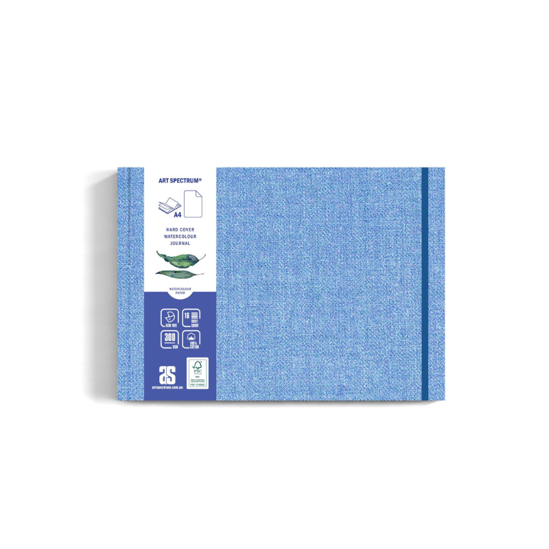 Cornflower Blue Art Spectrum A4  Hard Cover Watercolour Journal 300gsm 100% cotton 32 pages - Blue Linen Pads