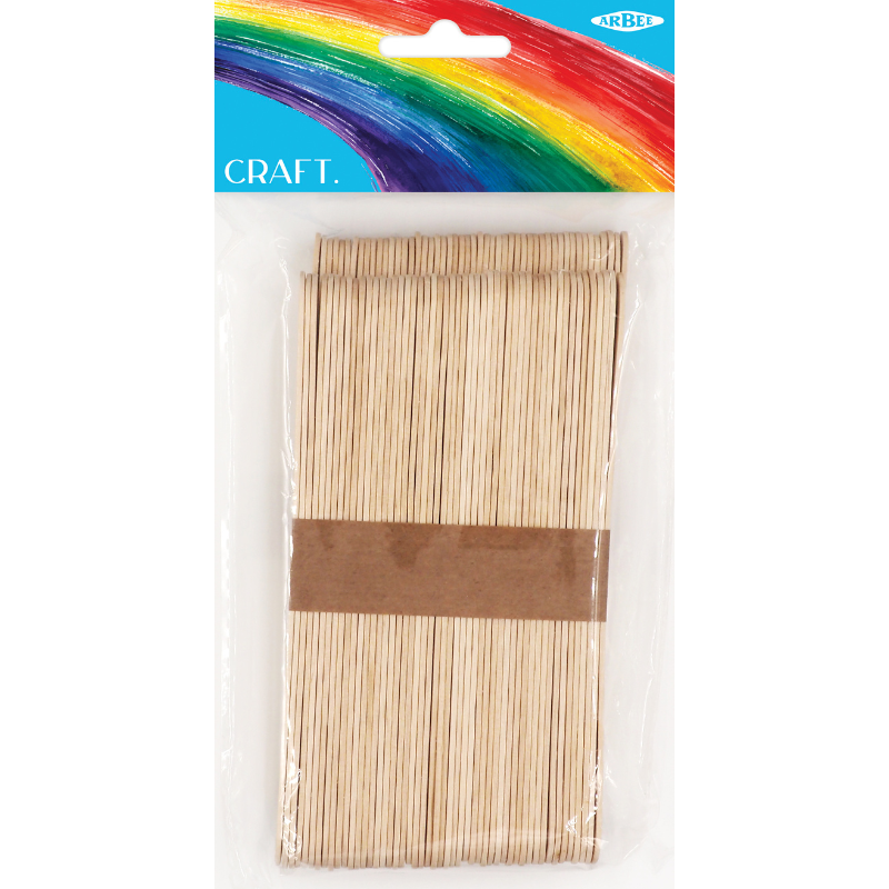 Tan Wood Craft Sticks Jumbo Natural 100Pc Kids Craft Basics