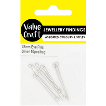 White Smoke Jewellery Findings Eye Pin 35mm Silver 10Pcs Charms and Pendants