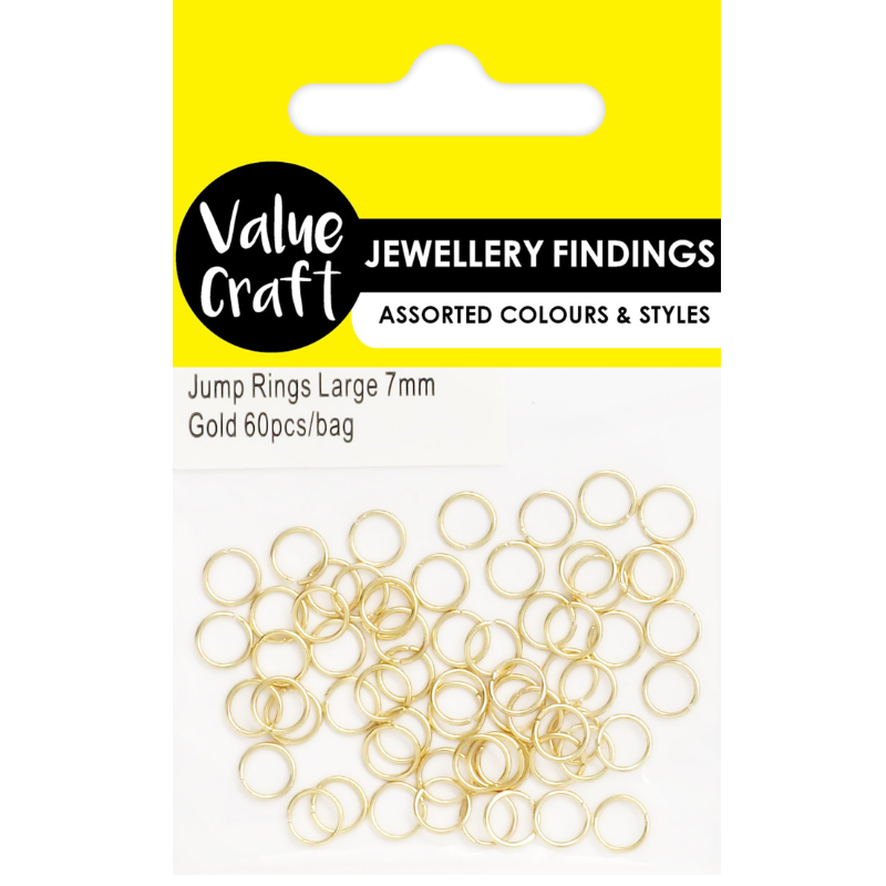 White Smoke Jewellery Findings Jump Rings Large 7mm Gold 60Pcs Charms and Pendants