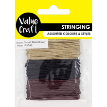 Lavender Jewellery Findings Waxed Thread Black-Brown-Beige 15M Charms and Pendants