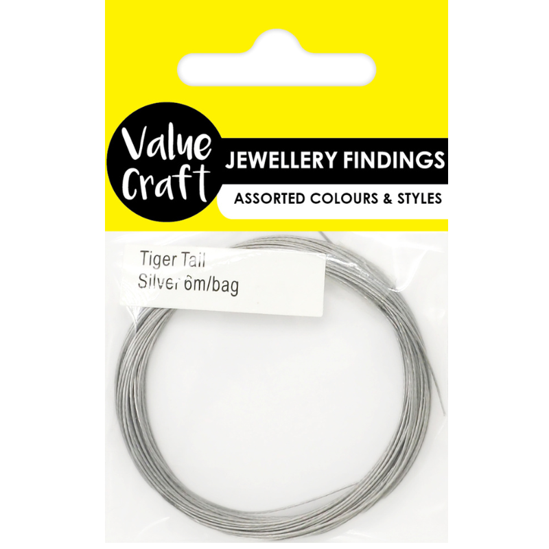 White Smoke Jewellery Findings Tiger Tail Silver 6Mtr Charms and Pendants