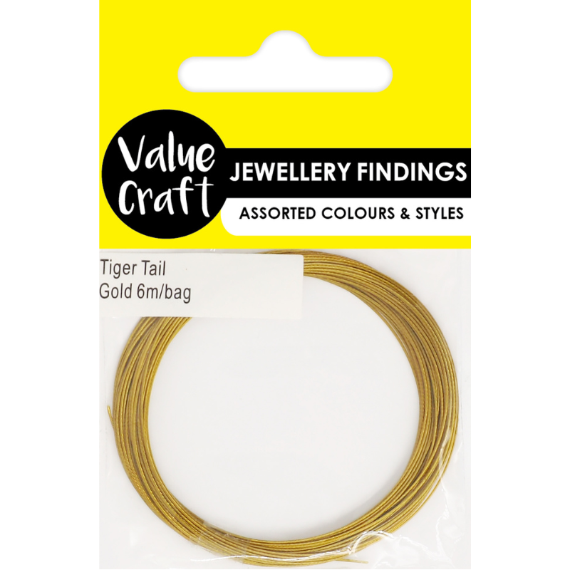 Yellow Jewellery Findings Tiger Tail Gold 6Mtr Charms and Pendants