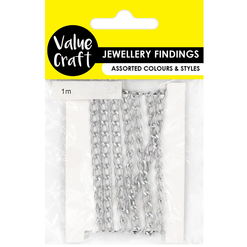 White Smoke Jewellery Findings Chain Small Oval  Silver 1M Charms and Pendants